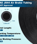 Diagram of 35 Foot DOT Approved Air Line Hose With Cutter For Pneumatic Systems SAE J844 PA12 Nylon One Quarter Inch Outer Diameter Tubing Ideal For Air Brake And Suspension Kit Truck Trailer Brake System And Fluid Transfer 11 Meter Length