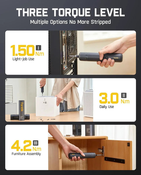 Image showing S1 Pro Electric Screwdriver With 220 RPM Magnastrom Motor Three Torque Settings for various DIY tasks.