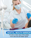 Pro Grade Dental Mouth Mirrors Pack Of 100 With Shiny Handles Anti Fog Intraoral Inspection Mirrors Individually Wrapped Ergonomic Angled Design For Easy Cheek Retraction Lightweight Clinic Quality dentist using dental mouth mirror in clinic