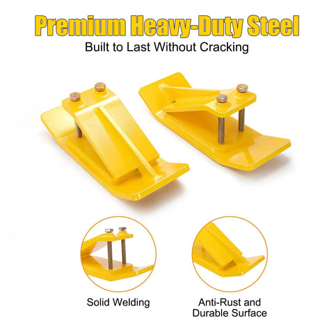Heavy Duty Tractor Bucket Skids For Lawns And Driveway Surfaces Two Pack Bolt On Edge Guards with premium heavy-duty steel and yellow finish.