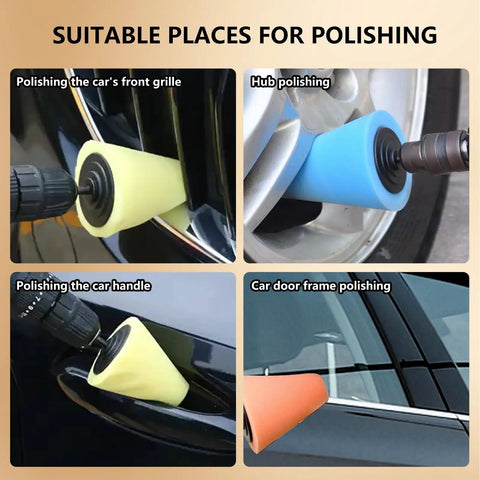 5 Piece Aluminum Polishing Kit With Foam Sponge Polishing Balls For Drills used on car grille, hub, handle, and door frame