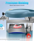 Pro Grade Thermoforming Vacuum Forming Machine For Dental Labs, 110V 600W Heat Molding Tool With Symmetrical Heating System, Space Saving Dental Forming Equipment, side view, blue metal body, dental model tray