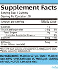 Low Dose Lithium Orotate Gummies Supplement Facts, 5 mg lithium, 90 servings, pectin-based, sugar-free, berry flavor.