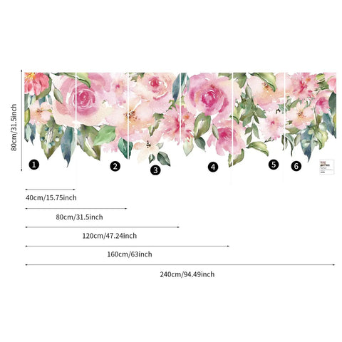Peel And Stick Floral Wall Decal Kit 6 Piece Set Easy To Install Featuring Peony And Rose Flowers For Living Room And Bedroom Decor