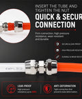 8 Piece Straight Air Line Fittings Set For Truck And RV Built Tough Heavy Duty Push In Pneumatic Connectors, close-up view