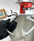 Beefy Spiral Dough Hook Replacement For Three Point Five Qt Tilt-Head Mixers, 18 8 Stainless Steel, shown beside original hook