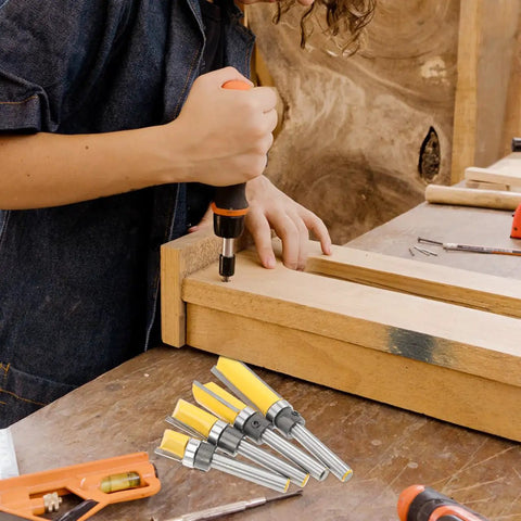 6mm Flush Trim Router Bit Bearing Cutter Delivers Dead Nuts Precision For Woodworking Engraving Grooving and Slick Edge trimming in use on wood.
