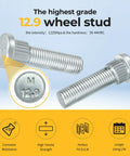 Badass Heavy Duty Rear Wheel Hub Assembly With Studs Replacement For Polaris RZR Sportsman Ace Ranger Atv Utv Models - 12.9 wheel stud close-up with specifications