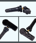 TPMS Tire Pressure Sensors 315MHz 4-Pack Pre-Programmed With OBD Relearn Ready For Ford F-150 2009-2014, Escape 2009-2018, Fusion 2010-2016, Lincoln MKS Replaces 9L3Z-1A189-A, DE8T-1A180-AA, DE8T-1A150-AA black sensor close-up