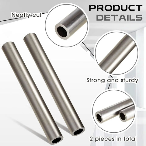 Two 6-inch cold-rolled steel seamless round tubes, 3/4 in OD, 0.51 in ID, 0.12 in wall