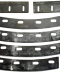 Replacement Rubber Mixer Blades For 6, 7 And 8 Cubic Foot Stone Mortar Mixers, Durable Set shown in various shapes and sizes