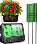 4 In 1 Wireless Soil Tester For Indoor And Outdoor Plants With Real Time Moisture, Temperature, Sunlight Readout And Large Screen, Easy Garden Water Meter For Lawn, Farm, And Houseplants in pot with display