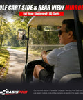 Universal Golf Cart Mirrors Offering HD Wide Angle Shatterproof Glass And Totally Legit No Drill Mount For Ezgo Yamaha Club Car Rear View Side Mirror Kit With 180 Rotation Delivering Boss Level Coverage, showcasing side view while driving.