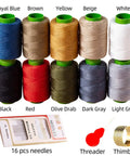 Ten Color Sewing Thread Kit With Heavy Duty Denim Grade Polyester Spools 20s/3 Thick Thread Includes Needles Needle Threader And Thimble