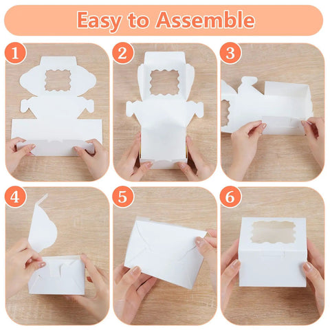 Premium White Cookie Boxes With Clear View Window And Included Thank You Labels 12 Pack Sized At 6X6X3 Inches Ideal For Sorting Desserts Wrapping Care Packages Or Pulling Dope Party Favor Displays