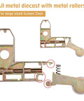 2 Pack Sliding Screen Door Corner Rollers With 1 Inch Outer Diameter Concave Replacement Insert Rollers For 45 Degree Door Frames Heavy Duty All Metal Die Cast Construction To Keep Doors On Track And Improve Longevity; image showing close-up view of metal die-cast roller mechanism with detailed components visible.