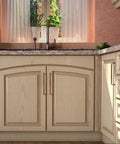 Kitchen view featuring Six Pack Antique Brass Zinc Alloy Cabinet Pulls With 5 Inch Hole Center on beige cabinets.