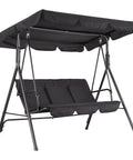 Three Seat Outdoor Patio Porch Swing With Stand Adjustable Canopy Thick Waterproof Cushions Heavy Duty Steel Frame Built To Last Stable Triangular Support Holds Up To 600 Lbs Ideal For Backyard Front Porch Or Lawn
