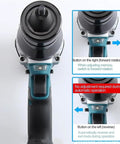 Close-up view of Hardcore Cordless Rivet Nut Gun For Metal Fabrication and Auto Shop Projects showing trigger and buttons.