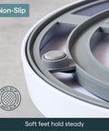 Smooth As Butter Three Bin Rotating Lazy Susan Turntable's non-slip feet ensuring stable use in cabinet organization.