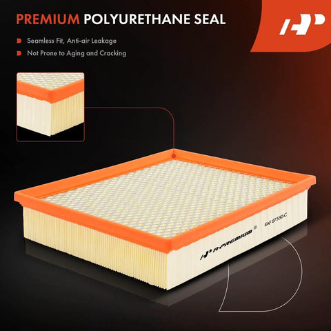 Engine Air Filter For Chevy GMC Cadillac Trucks And SUVs Fits Silverado Sierra Suburban Tahoe Yukon Escalade And More Delivers Clean Air, Peak Performance And Improved Fuel Efficiency For Daily Rides, shown with premium polyurethane seal.