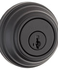 Matte Black Round Exterior Deadbolt Lock With Pick Resistant SmartKey Rekey Security For Your Front Entry Doors, Single Cylinder Design