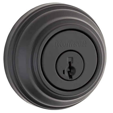 Matte Black Round Exterior Deadbolt Lock With Pick Resistant SmartKey Rekey Security For Your Front Entry Doors, Single Cylinder Design