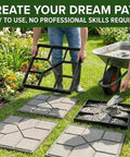 Person using DIY Garden Path Stepping Stone Molds 2 Pack Reusable Concrete Paver Molds for Outdoor Patio Pathway in garden.