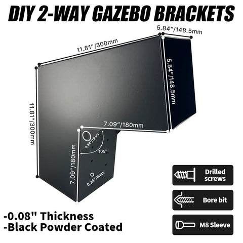 Beefed Up 2 Way L Shaped Pergola Bracket For Indoor And Outdoor Wood Posts With 15 Degree Angle Slant And Screws Cold Rolled Steel Construction Built Tough For Gazebos Patios Porches And Log Cabins