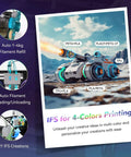 4 Color 3D Printer With Intelligent Filament System, showcasing PLA and PETG printing capabilities