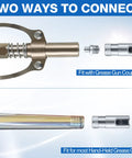 right angle grease gun coupler 1/8 NPT showing two connection options