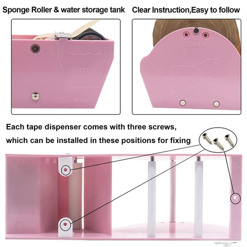 Solid Water Activated Gummed Kraft Paper Tape Dispenser featuring easy 3 inch side loading threader with sponge roller and tank.