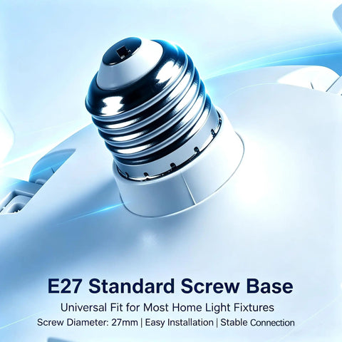 E27 standard screw base for easy installation in light fixtures, suitable for E26 Socket Fan With Light And Remote.
