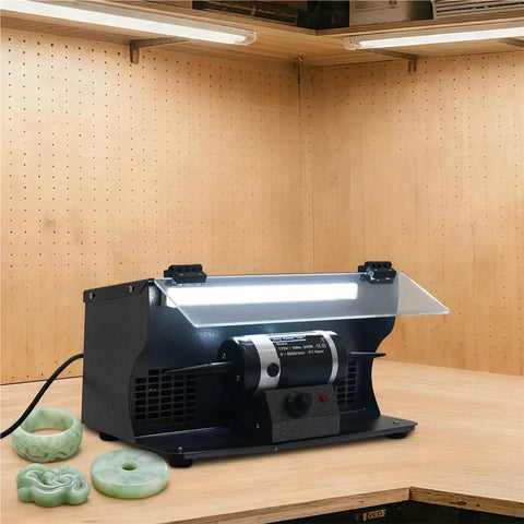 Polishing Machine With Dust Collector And Variable Speed 0-8000 Rpm 200W Pure Copper Motor on a workshop table