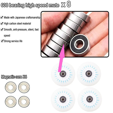 Glow In The Dark Inline Skate Wheels 76mm And 80mm With ABEC 9 Bearings For Indoor And Outdoor Use 4 Pack In Blue Designed For Street Rinks And Parks Ready To Roll