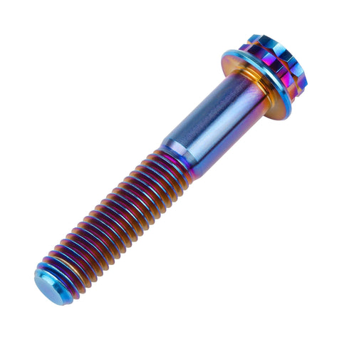 Titanium Flange Bolts 12 Point Head M10 X 40mm Pack Of 4 Burnt Blue Grade 5 Titanium Alloy, 1.25mm Pitch, 16mm Flange Diameter