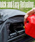 Refueling a generator under WGenTent XL Generator Running Cover For Large Open Frame Generators Keeps WGen20000 And WGen14500 Series Safe