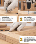 #6 X 1/2 Zinc Plated Flat Head Wood Screws Featuring Phillips Drive in 100 Pack; showing installation steps and securely driving screws into wood.