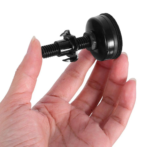 Close-up of single piece from Heavy Duty Adjustable Furniture Leveling Legs Set 8 Pieces Rugged Carbon Steel and Nylon Construction.