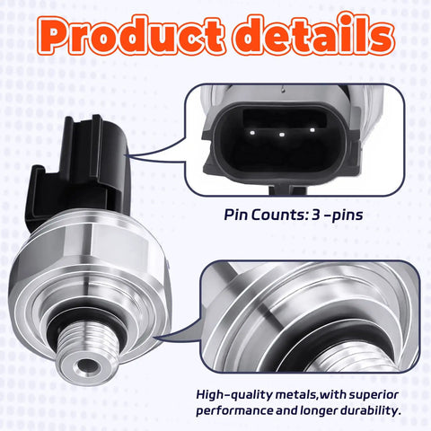 Direct Fit Plug And Play Air Conditioning Pressure Sensor 977213K000 For Hyundai Santa Fe 2006 To 2018 And Sonata 2005 To 2017, metallic details.