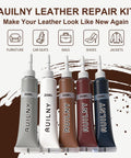 Leather Repair Kit For Furniture, Cars, Jackets, And Purses, DIY Color Match Kit with five colored tubes on display