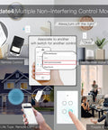 WiFi Smart Wall Light Switch Kit Four Gang Glass Panel With 3 Way Control 2.4GHz Wireless Touch Switches Neutral Wire Required