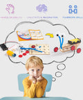 Child imagining building robots from Five In One Hands On STEM Robot Kit For Kids Aged 8 To 12 with wood parts and crafts.