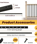 Rock Solid Black Aluminum Balusters 50 Pack 32 25 Inch Rust Proof Deck Spindles with spacing gauge and end caps.