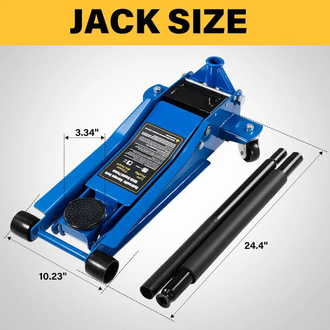 Heavy Duty 3 Ton Floor Jack With Steel Hydraulic System, Dual Piston Quick Lift Pump For SUVs And Trucks, 6000 Lb Capacity
