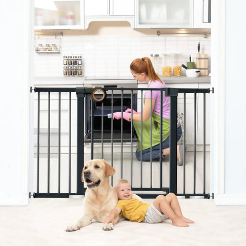 Extra Wide Baby Gate For Stairs And Doors 29.93 To 51.5 Inches With Auto Close Door Pressure Mount Kid And Pet Proof
