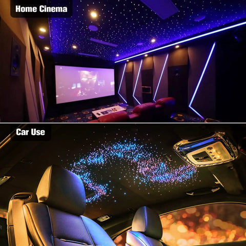 Starlight Headliner Kit With RGBW Fiber Optic Lights for car and home cinema creating a star ceiling effect.