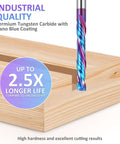 CNC router end mill, 1/8 in shank, up/down compression bit, tungsten carbide with blue coating for wood (5-pack)