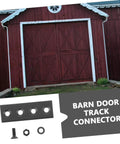 Versatile Barn Door Track Connectors Black Sliding Door Hardware Heavy Duty Flat Fixing Plate with barn in background