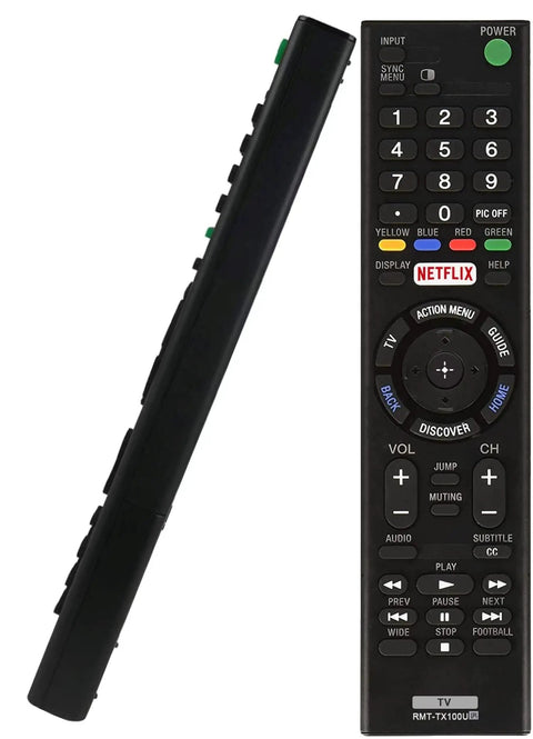Side and front view of Universal Remote Control For Smart TVs Replacement No Setup Needed Plug And Play Battery Powered Remote